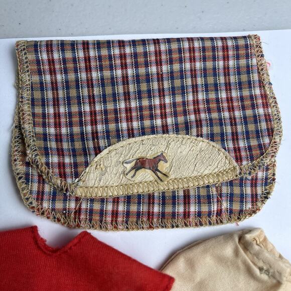 Vintage Barbie Clone Western Outfit Clothes Lot Red Top Pants Scarf Horse Pad - Picture 13 of 14